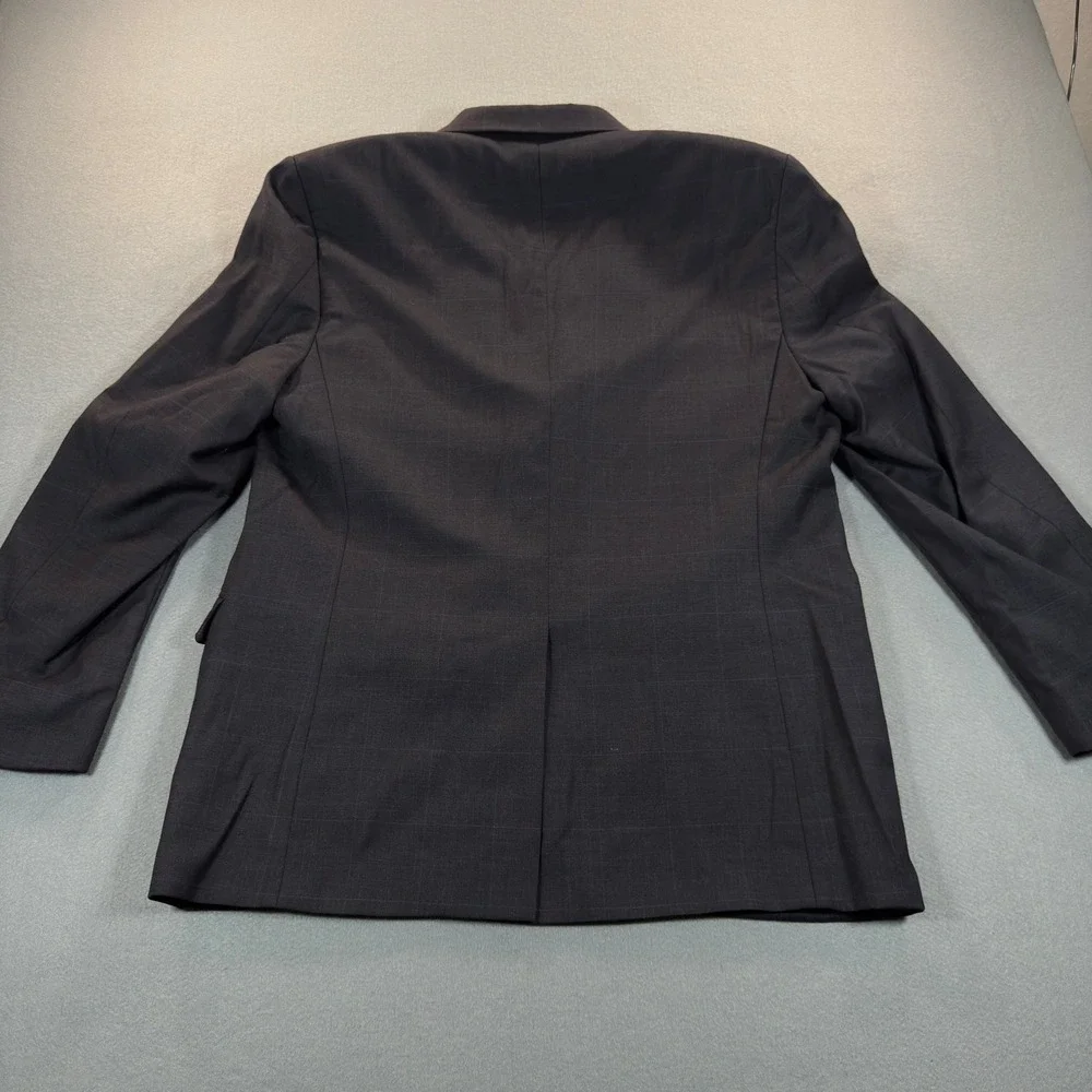Lauren Ralph Lauren Mens 44R Navy Blue Windowpane 100% Wool Blazer Sport Coat
